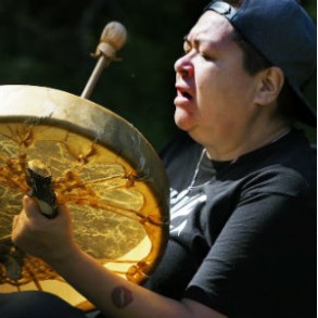 Drummer at First Nation's gathering